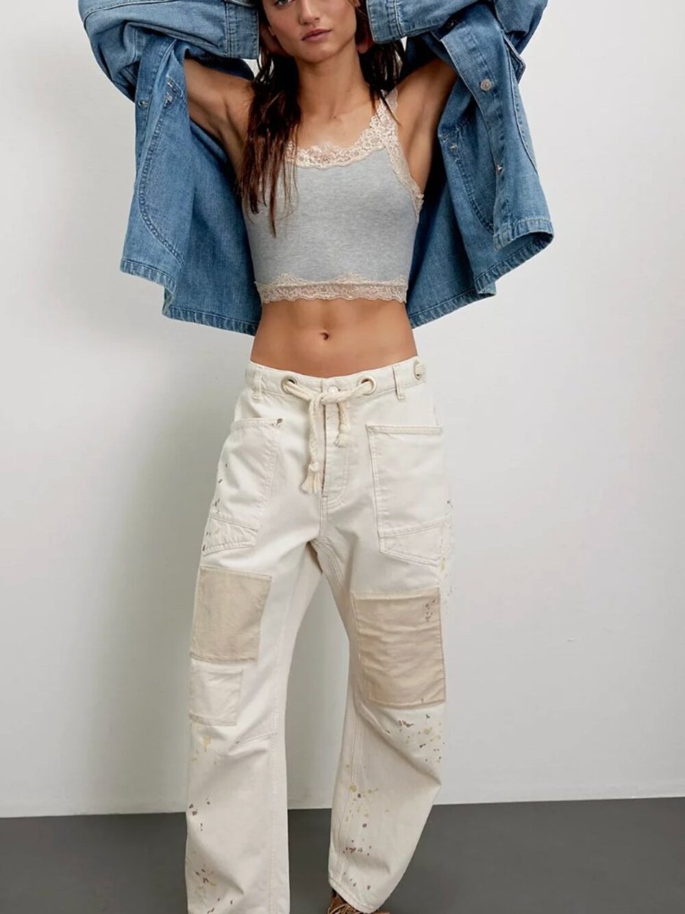NWT Free People We The Free Moxie Low-Slung Pull-On Barrel Jeans Sz 25 $148